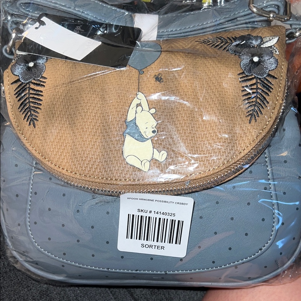 Loungefly Brown and Blue Winnie the Pooh Crossbody Bag